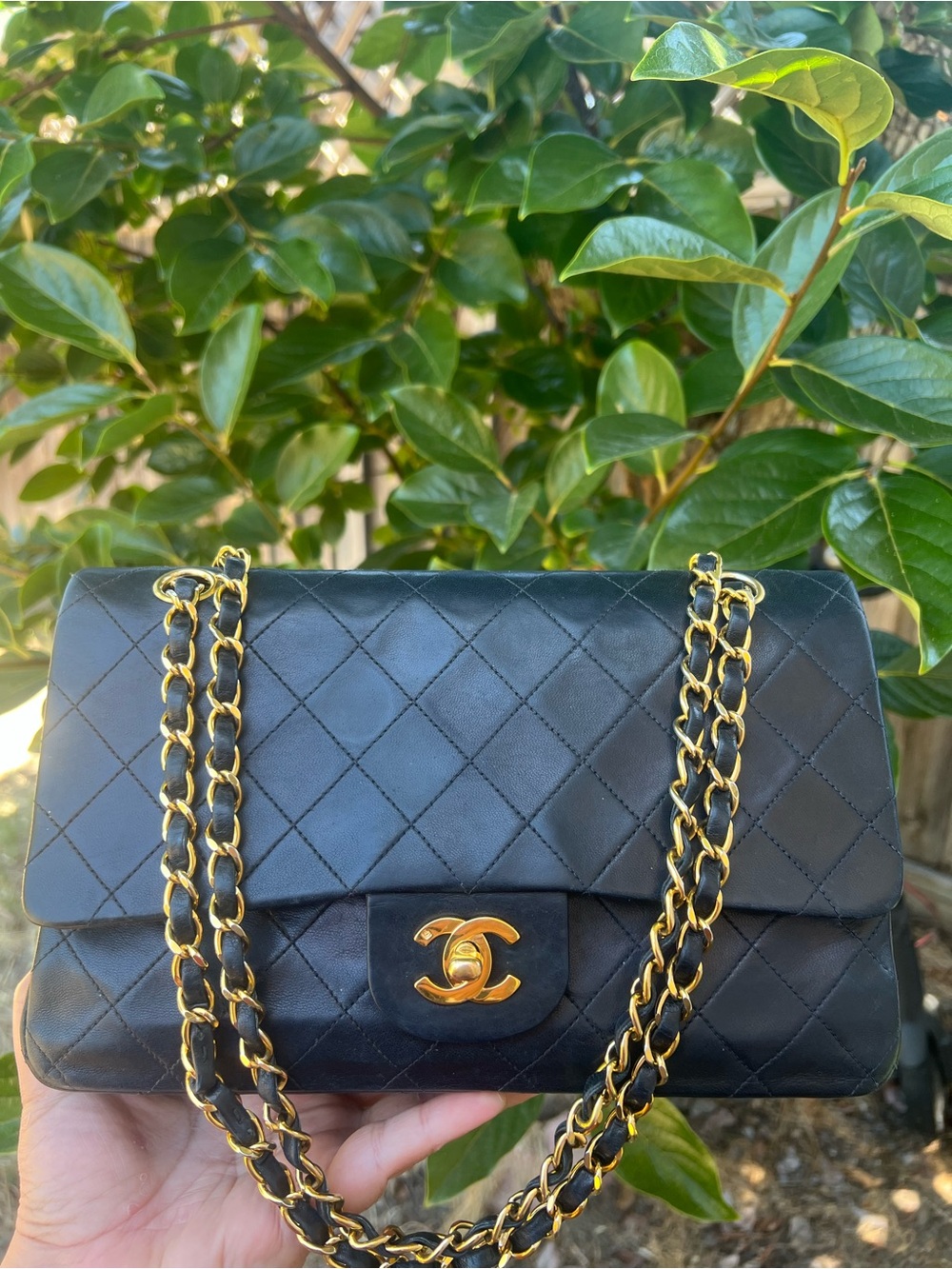 Vintage Chanel Classic Double Flap Black Quilted leather 24K Gold hardware